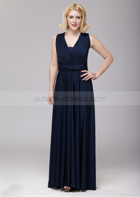Navy Blue Jersey Classic Infinity Bridesmaid Dress